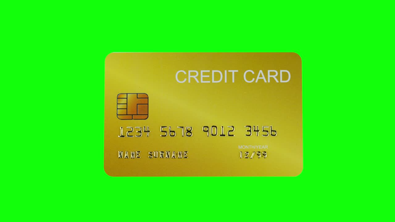 停止运动，信用卡在绿色屏幕背景。对象的动画。视频下载