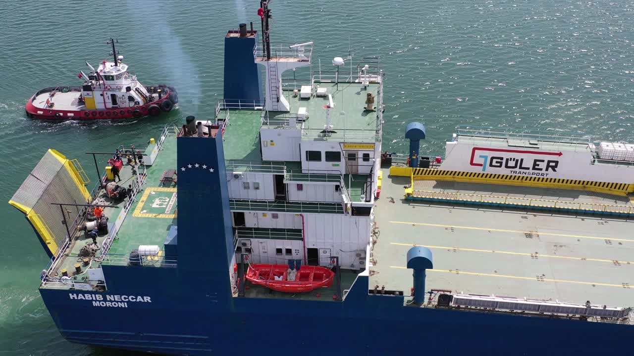 海运货轮鸟瞰图视频下载