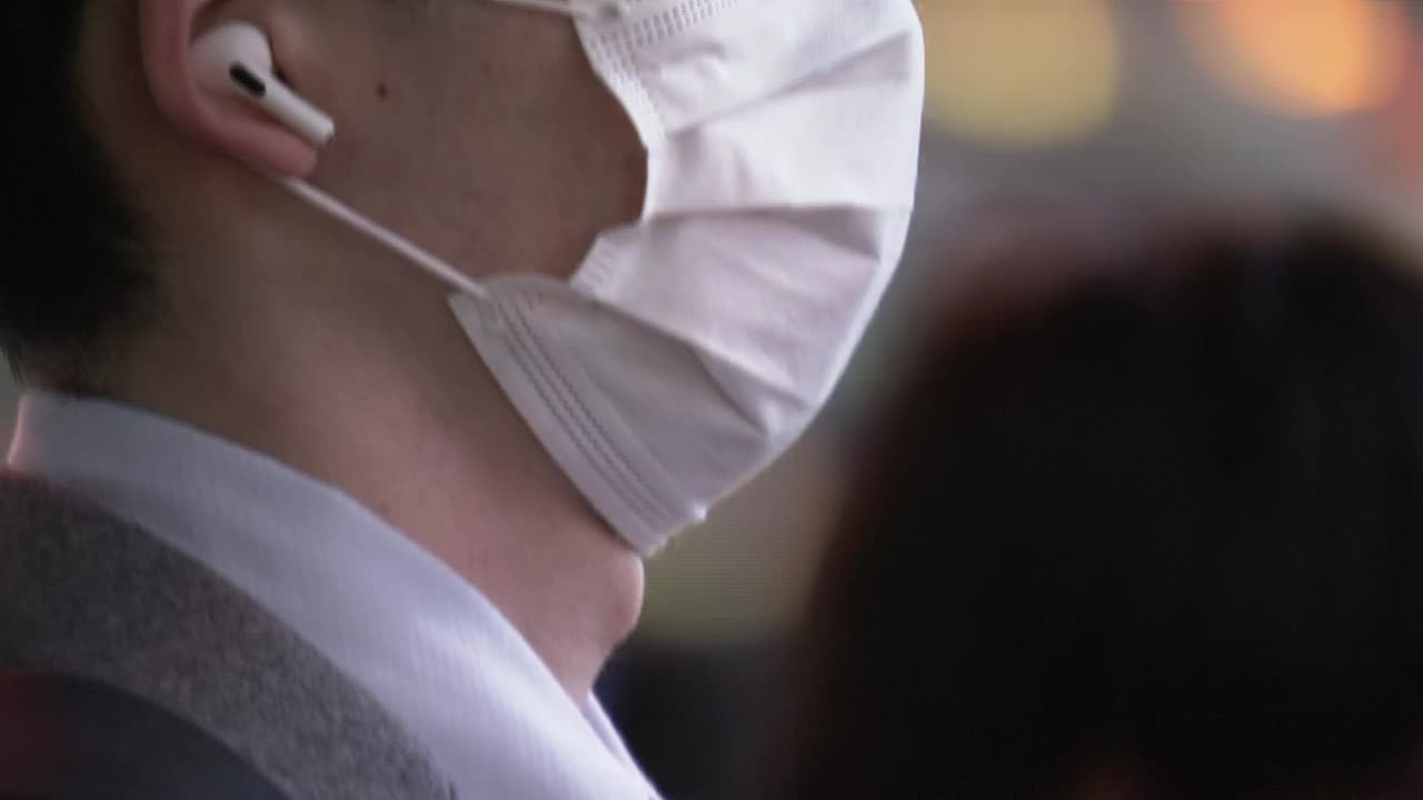 CU，带口罩的人，东京，日本视频素材