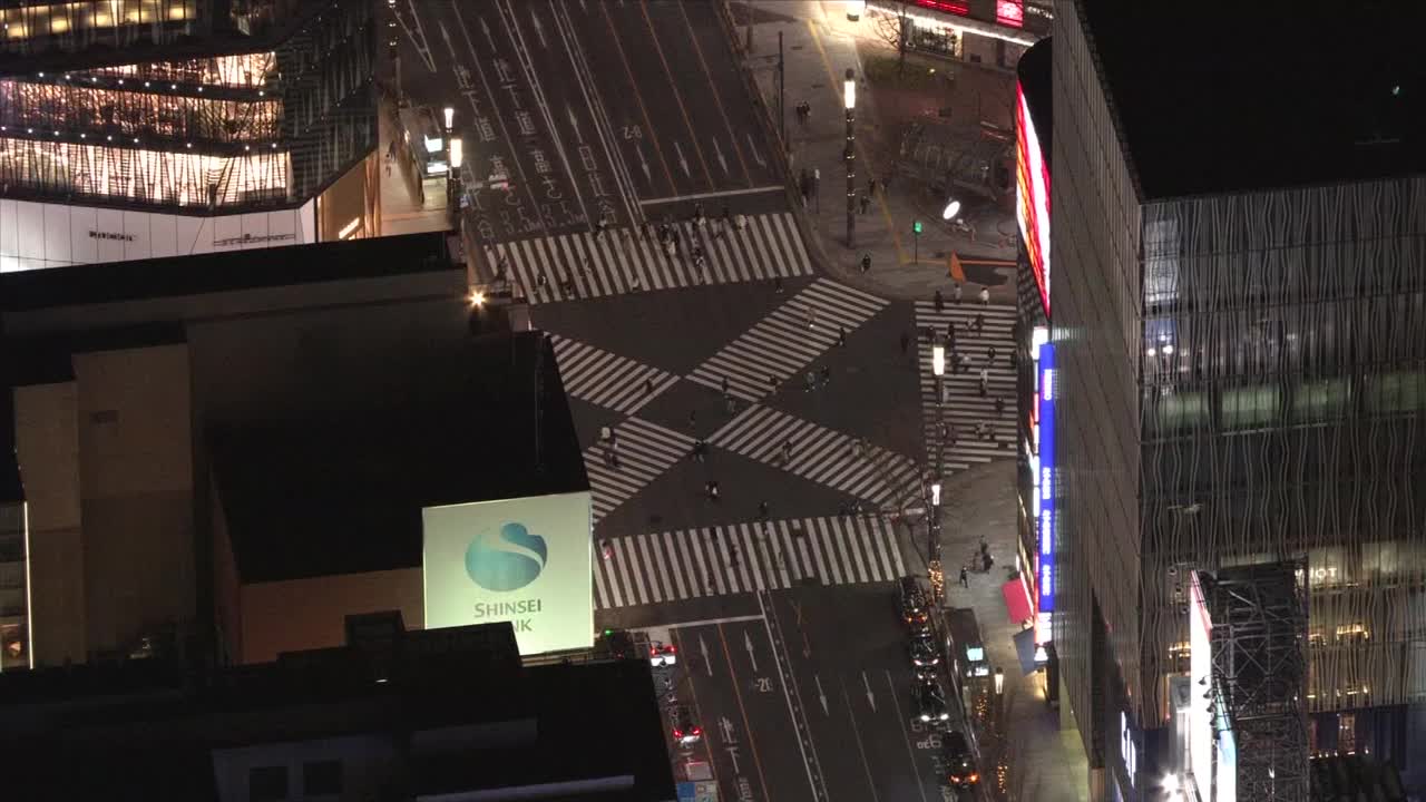 日本东京，数喜屋桥夜景视频素材