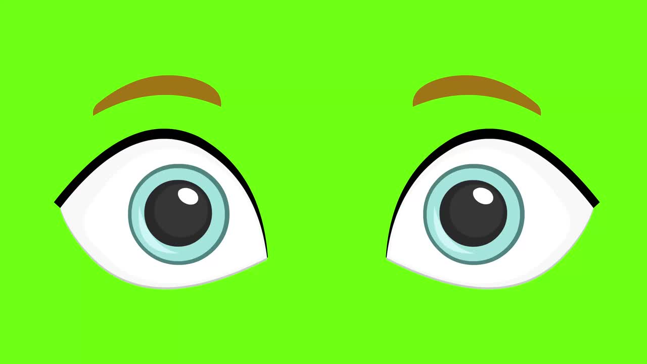 在绿色背景上眨眼睛的循环动画视频下载
