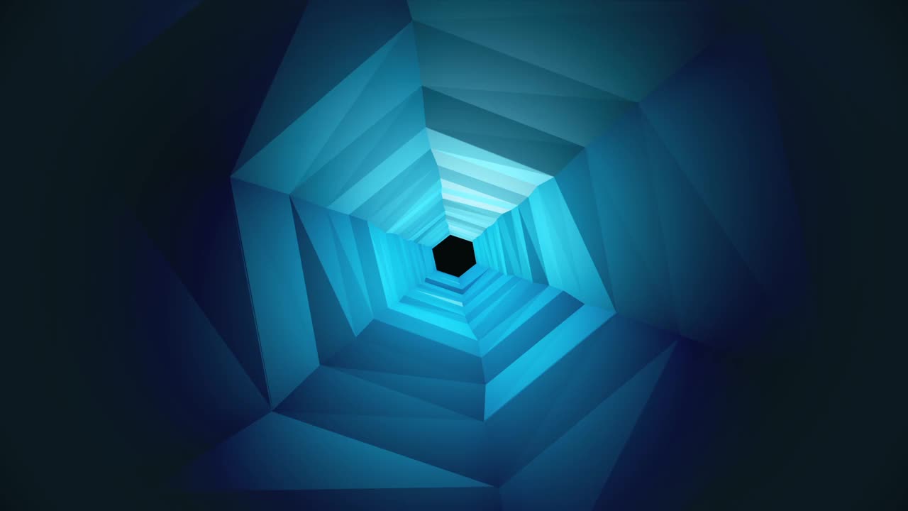 蓝色未来的六边形隧道视频下载