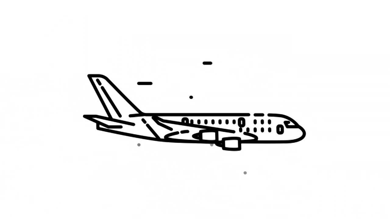 Alpha频道上的飞机线图标视频下载