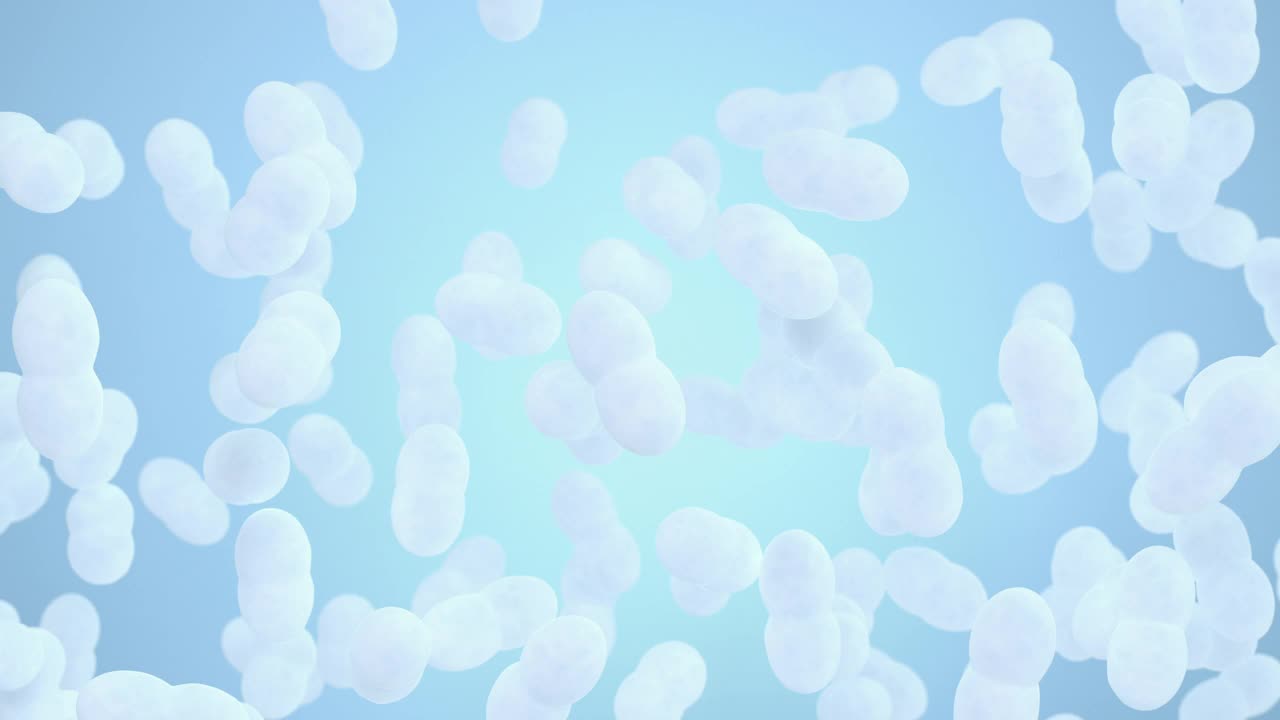 大量细菌，白色背景，3d渲染。视频下载
