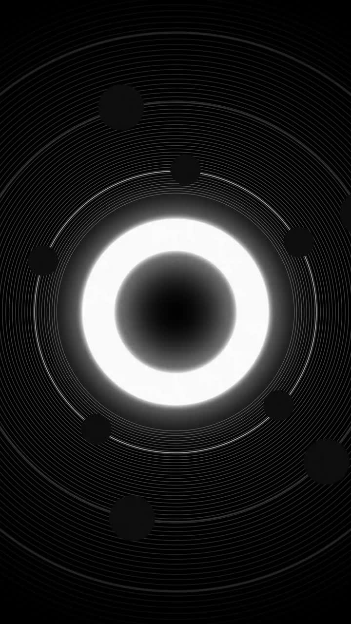 抽象黑和白圆圈环背景-可循环股票视频复制空间的标志或文本视频素材