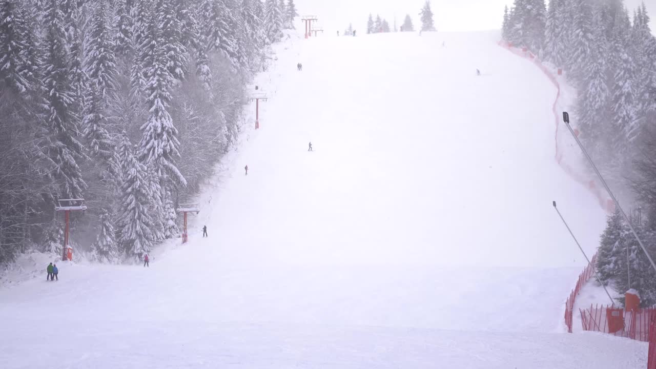 滑雪场与滑雪者练习视频下载