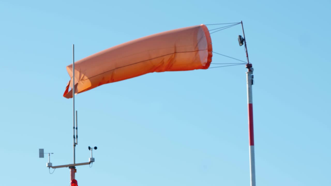 一个橙色的气球在爱沙尼亚的杆子上视频下载