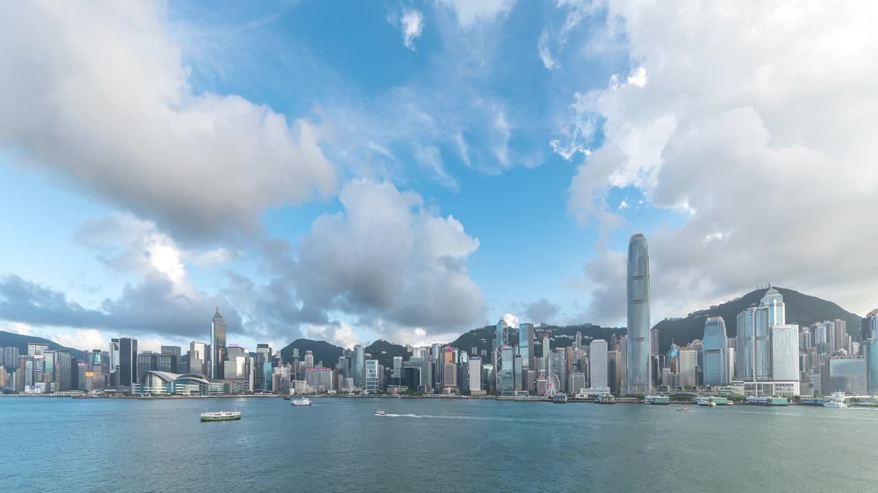 香港维多利亚港全景图的时间流逝视频下载
