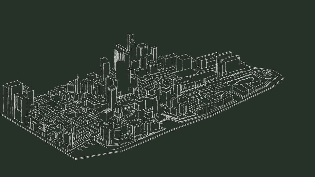 三维动画概念的超现代城市设计与规划。天线。视频下载