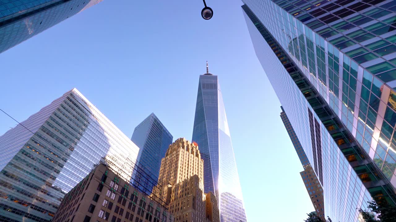 现代的曼哈顿。街。世贸中心。视频素材