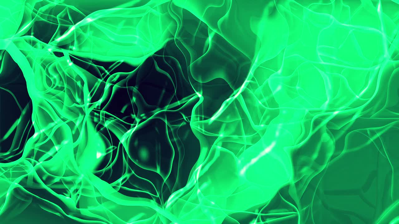 绿色抽象波浪明胶，液体和熔融玻璃看背景3d可循环股票视频视频素材