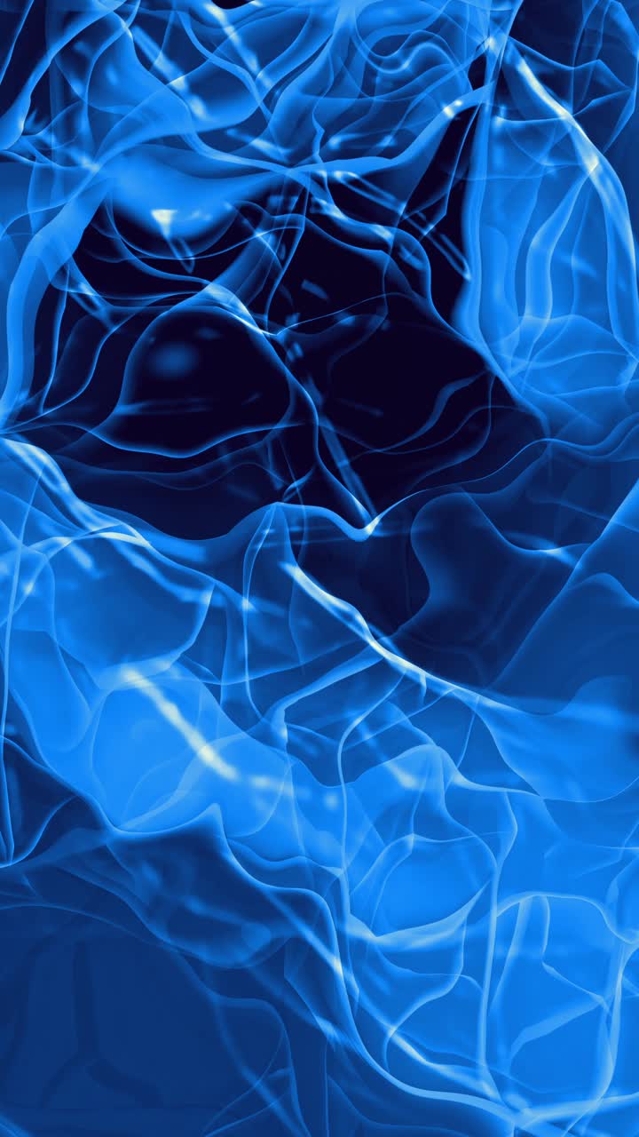 垂直蓝色抽象波浪明胶，液体和熔融玻璃看背景3d可循环股票视频视频素材