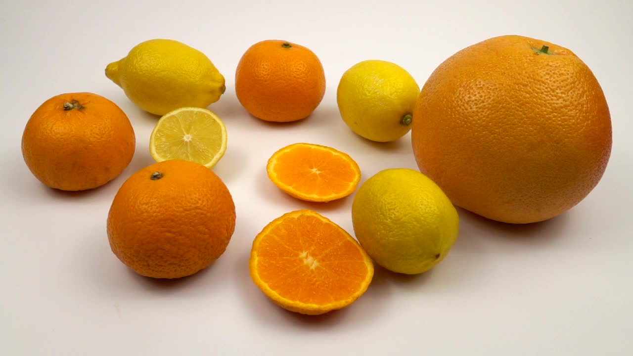 柠檬，橘子和葡萄柚，慢镜头视频下载