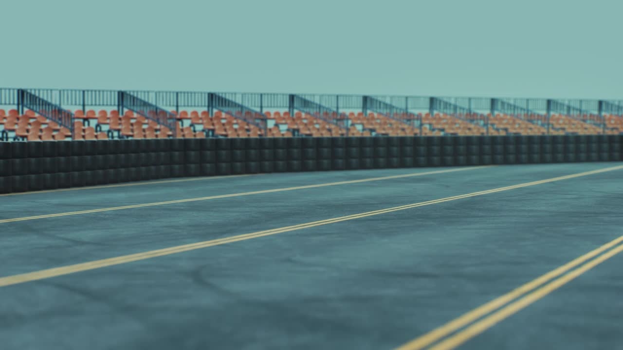 单座赛车在沙漠赛道上的赛车-终点线-高质量的3d动画视频素材