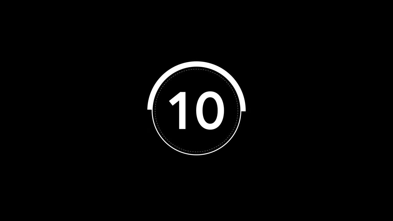 10秒现代白色数字倒计时计时器旋转圈易于使用的透明背景视频下载