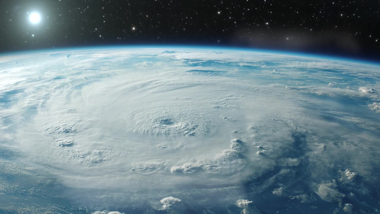 从太空看飓风。视频素材