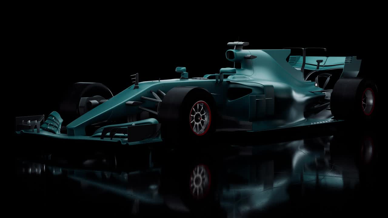 高性能赛车蓝色在工作室的黑色背景。视频素材