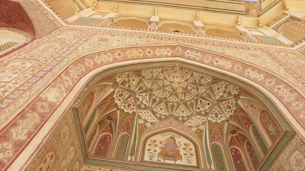 印度琥珀堡的建筑细节视频下载