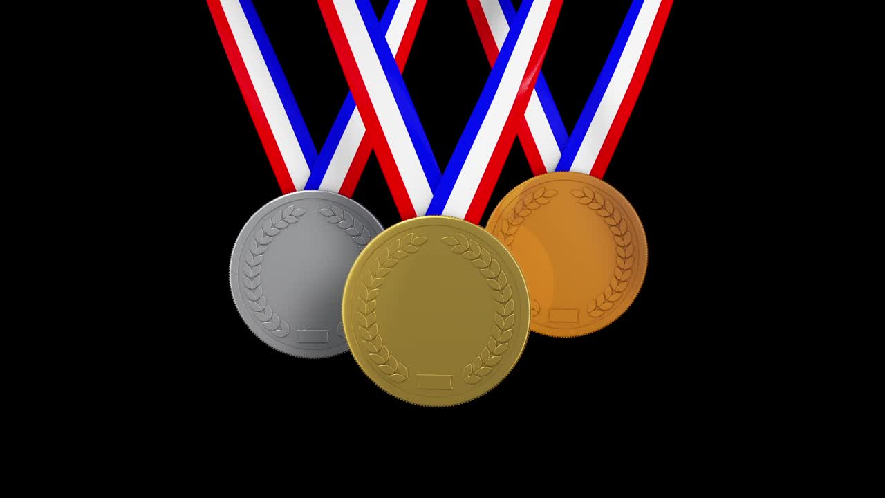 奥运会类型的奖牌在黑色环与哑光视频下载