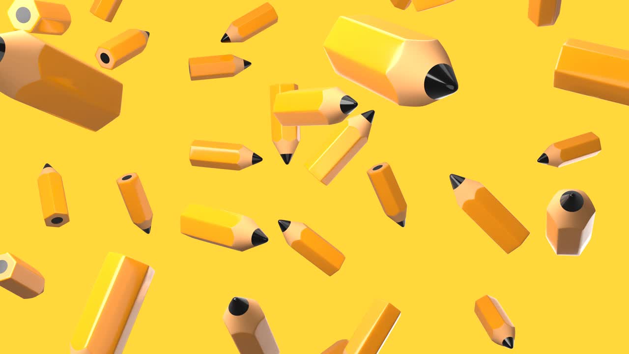 黄色背景的铅笔。视频素材