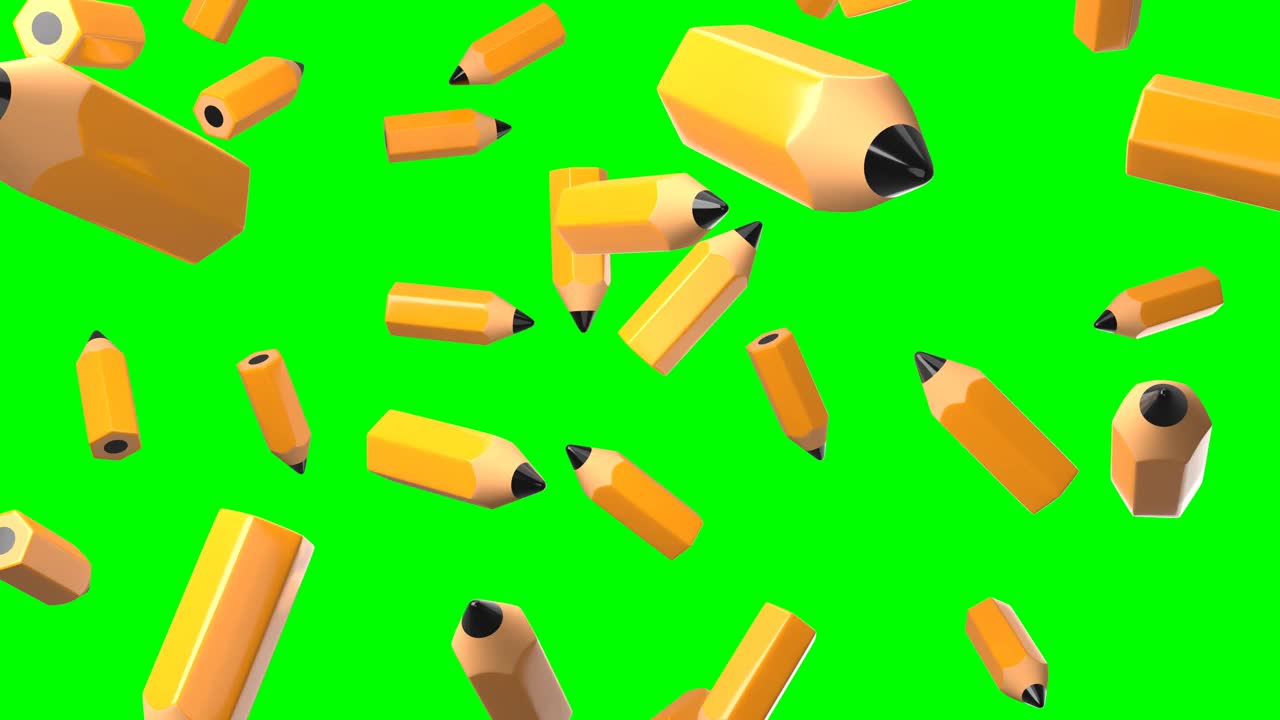铅笔在绿色色度键背景上。视频素材