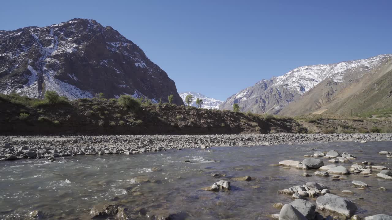 沿着安第斯山脉的山谷流淌的河流视频素材