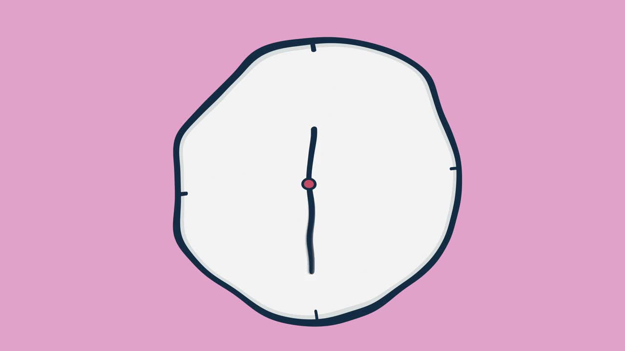 时钟时间流逝，粉红色背景。动画定格动画动画。循环库存视频与复制空间视频下载