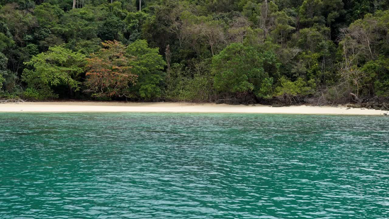 原始热带雨林遇到绿松石清澈的热带海洋泰国视频素材