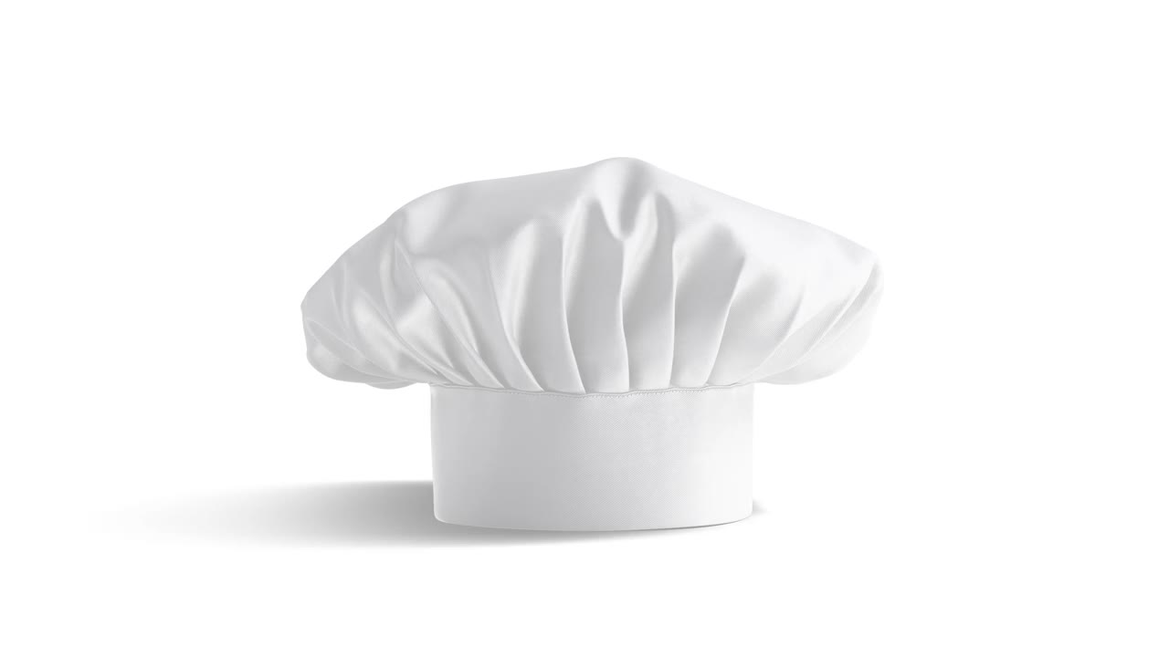 空白白色厨师帽模型，循环旋转视频下载