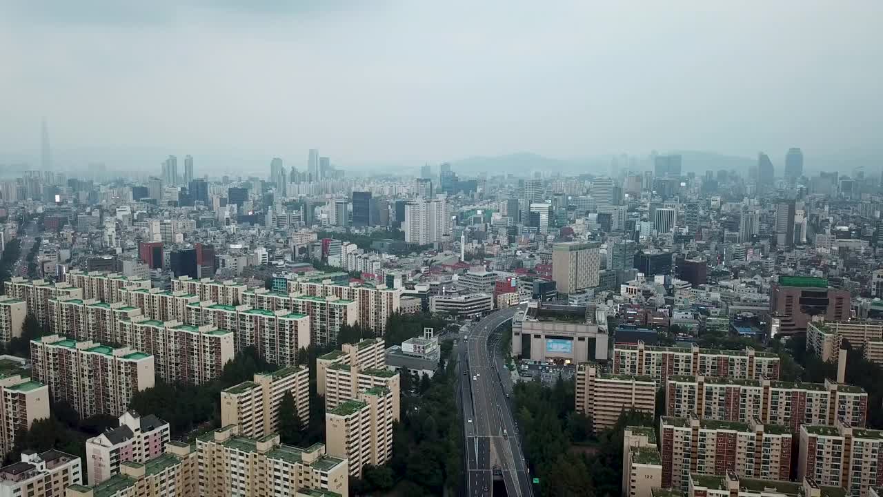 首尔江南区狎鸥亭一带，汉江附近视频下载