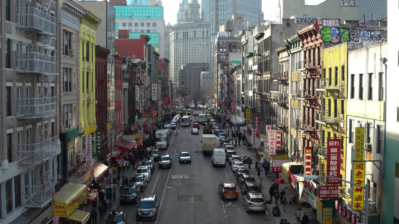 从曼哈顿桥俯瞰唐人街视频素材