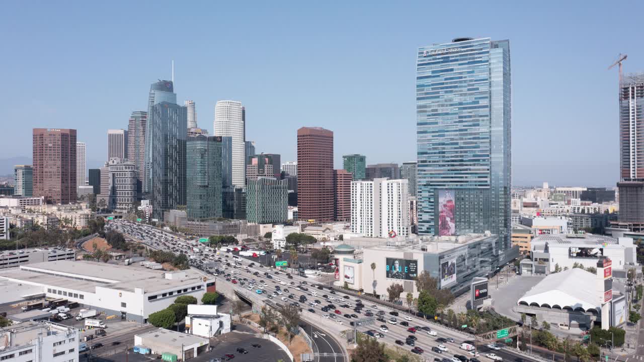 无人机延时拍摄洛杉矶市中心视频素材