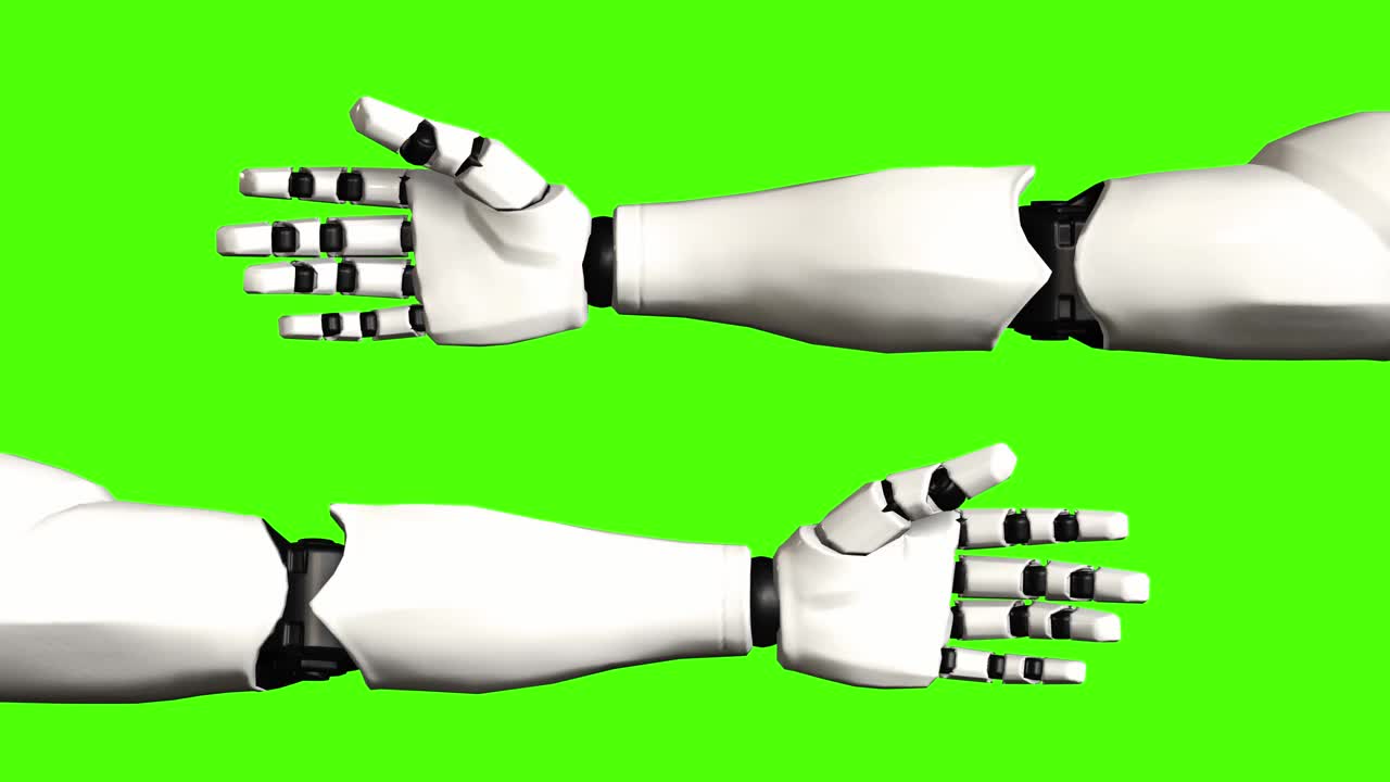 16个机器人手势手势，左右手，色度键视频，轻松移除背景，使背景透明视频下载