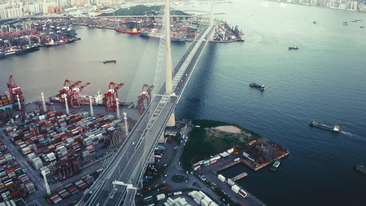 日落时分，香港昂船洲大桥视频下载