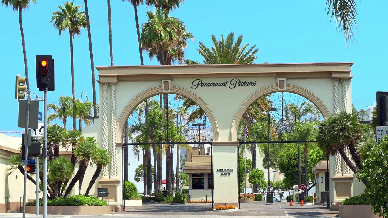 梅尔罗斯门是派拉蒙电影制片厂的入口，加州洛杉矶的一家电影电视制作公司，4K视频下载