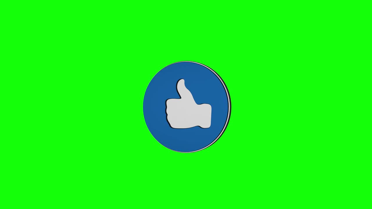 竖起大拇指，绿色背景上旋转3d图标，社交媒体图标动画，可循环4K分辨率。视频素材