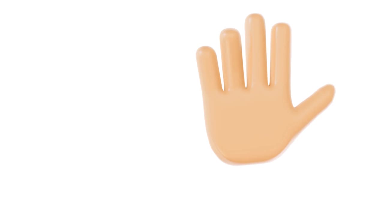 黄色的手显示射击或砰的手势。两个手指指向某物，一个手指向上的动画。姿态。表情符号。Emoji按钮。3 d渲染。无缝loopable。孤立的背景。轻松可以透明与任何编辑软件视频素材