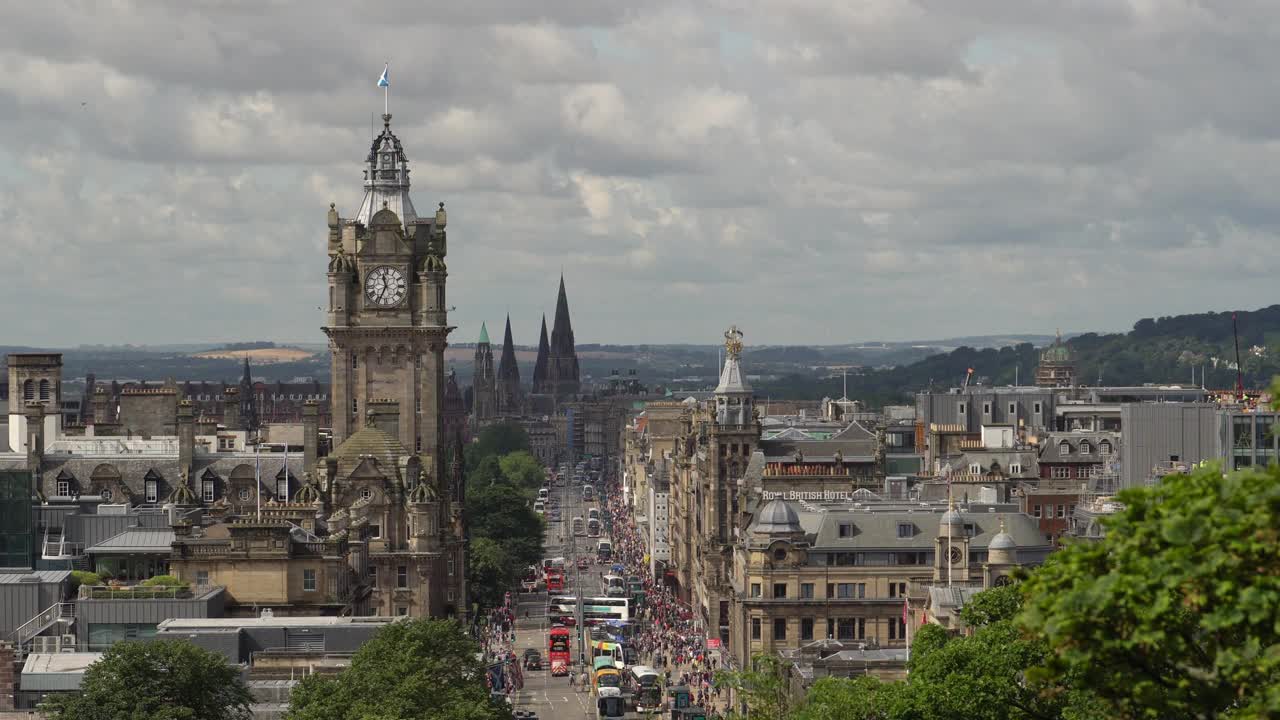 早晨的爱丁堡城市景观，英国苏格兰视频下载
