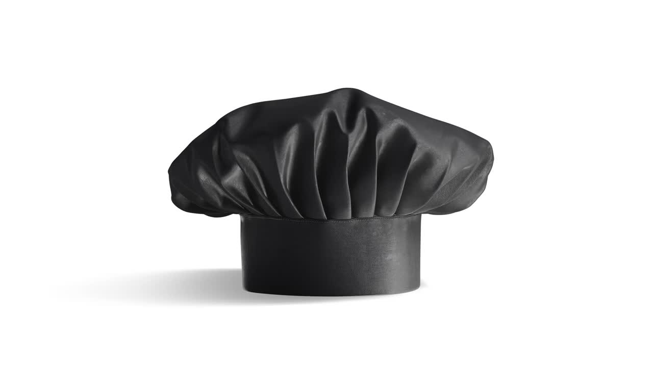 空白的黑色厨师帽模型，循环旋转视频下载