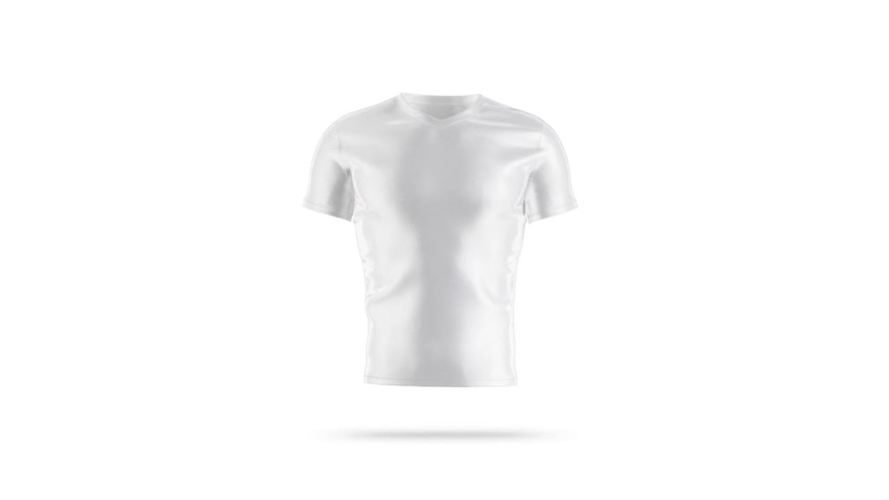 空白的白色v领t恤模型，环形旋转视频下载