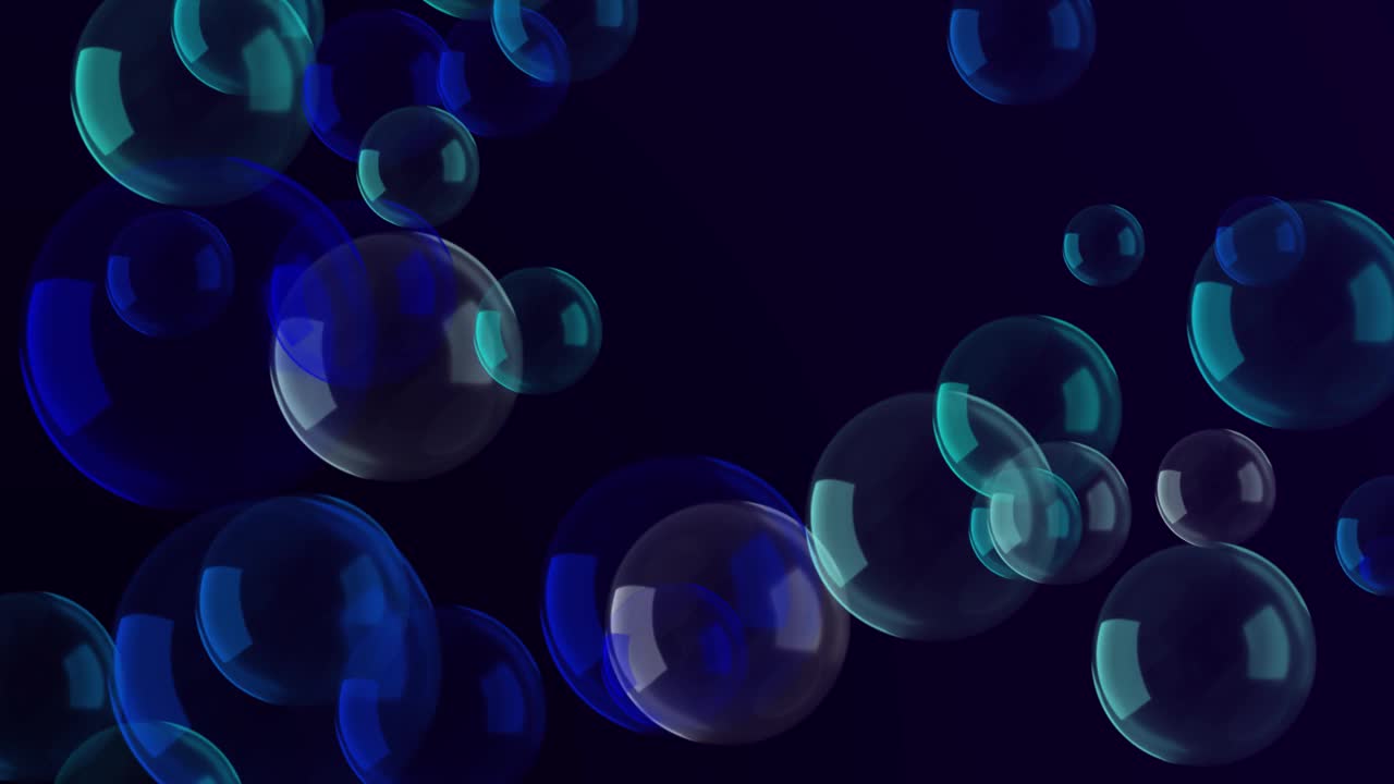 泡泡(可循环)-泡泡黑色背景-肥皂泡黑色背景-泡泡黑色背景慢动作-泡泡深蓝色视频素材