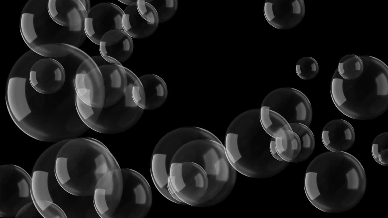 泡泡(可循环)-泡泡黑色背景-肥皂泡黑色背景-泡泡黑色背景慢动作-泡泡白色视频素材