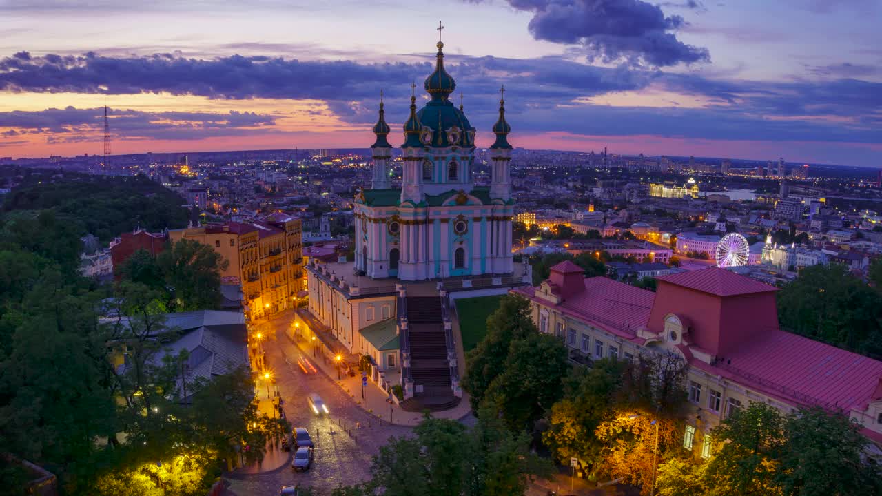 乌克兰基辅圣安德鲁教堂，时间流逝视频下载