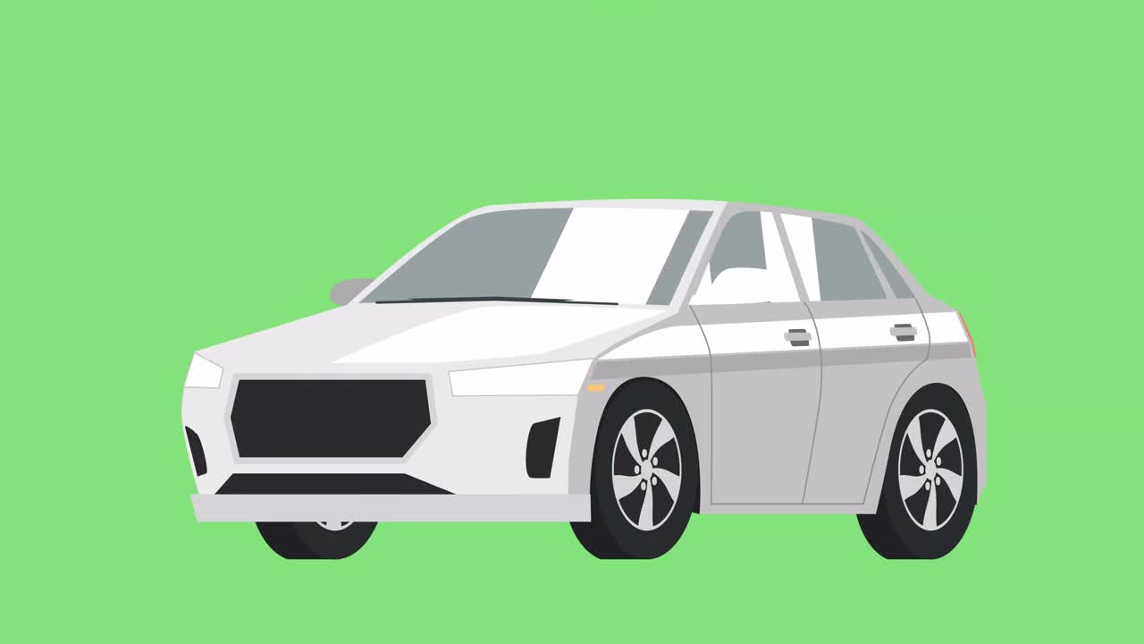 孤立的白色卡通汽车轿车动画与阿尔法频道视频素材
