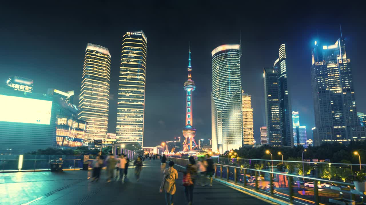 中国，上海，浦东金融区视频素材