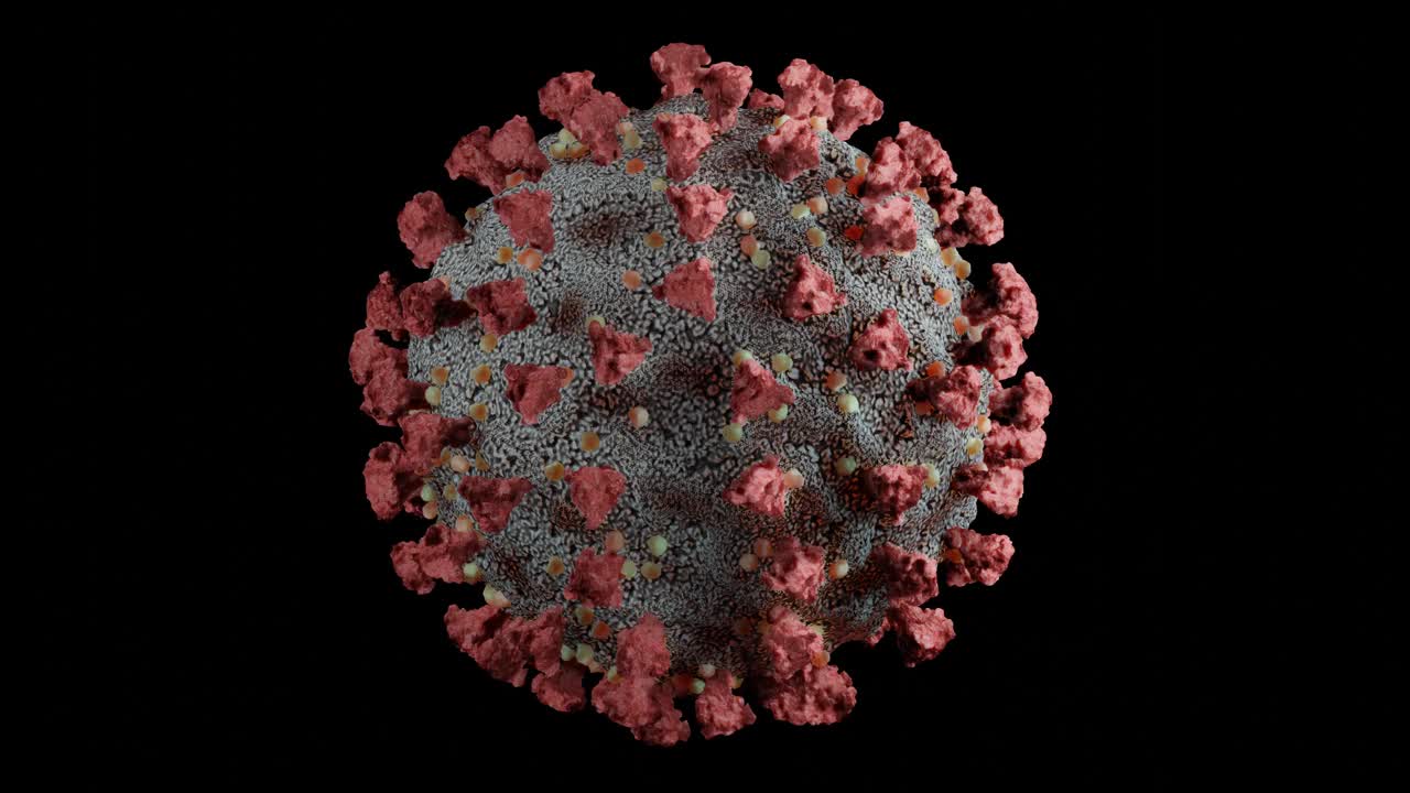 详细和科学准确的SARS-CoV-2病毒的原子分辨率3D模型，可环视频素材
