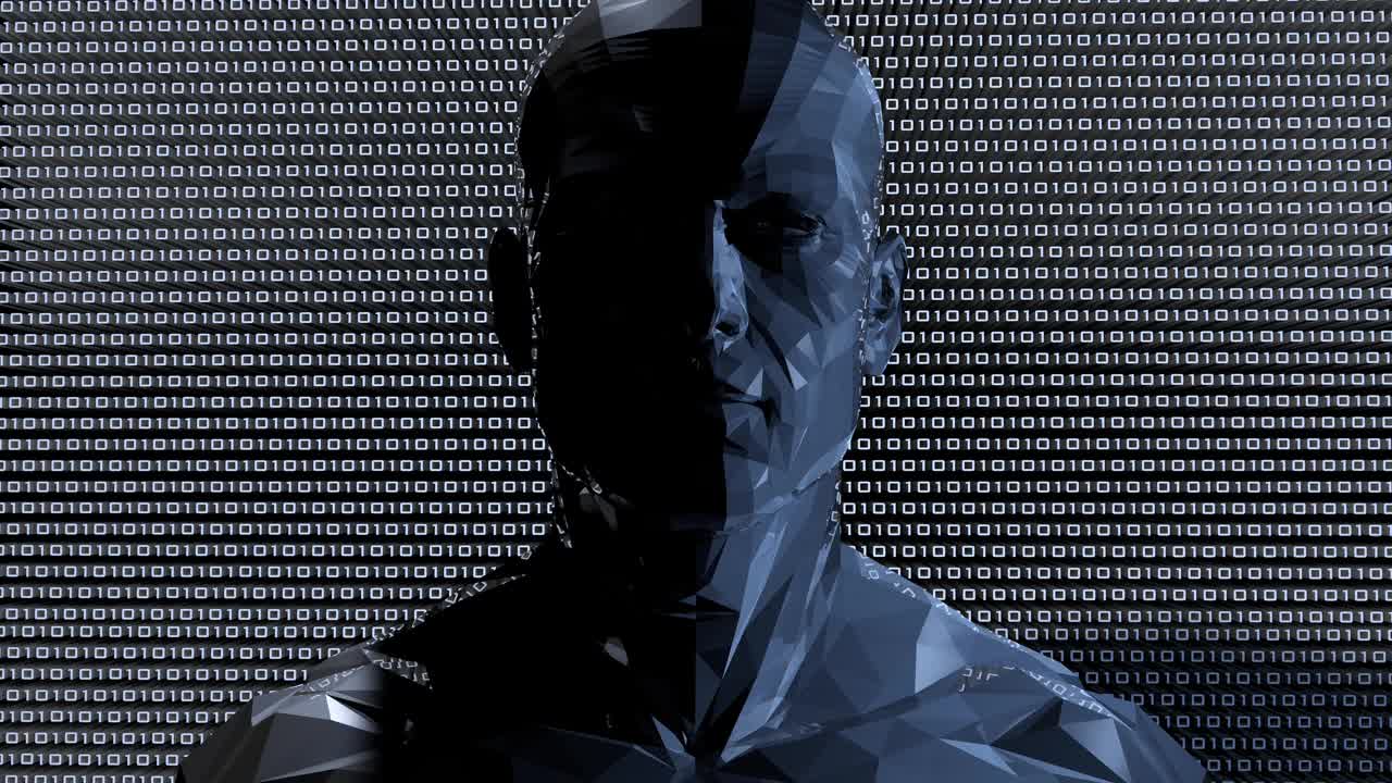 人工智能人脸和二进制代码视频素材