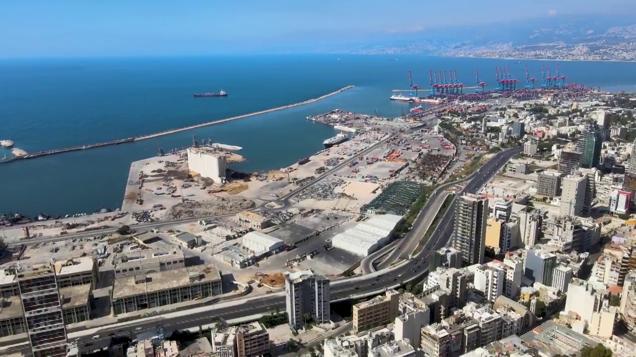 2021年7月-无人机拍摄的贝鲁特港口8月4日大规模爆炸现场视频下载