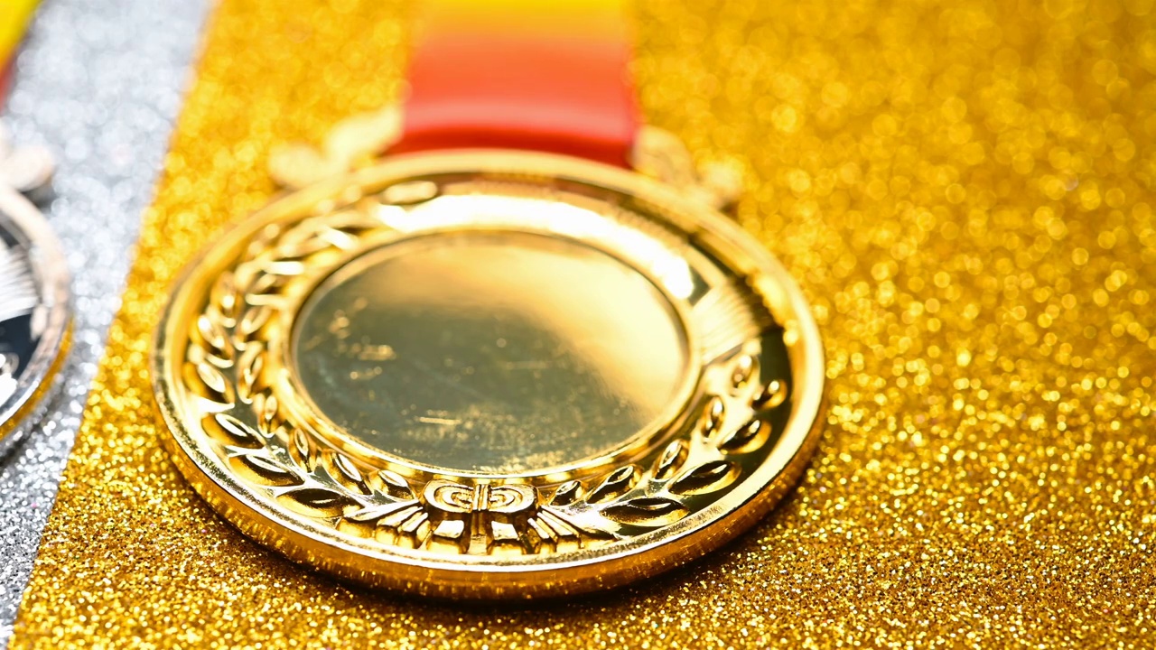 集金、银、铜奖奖牌接近视频下载