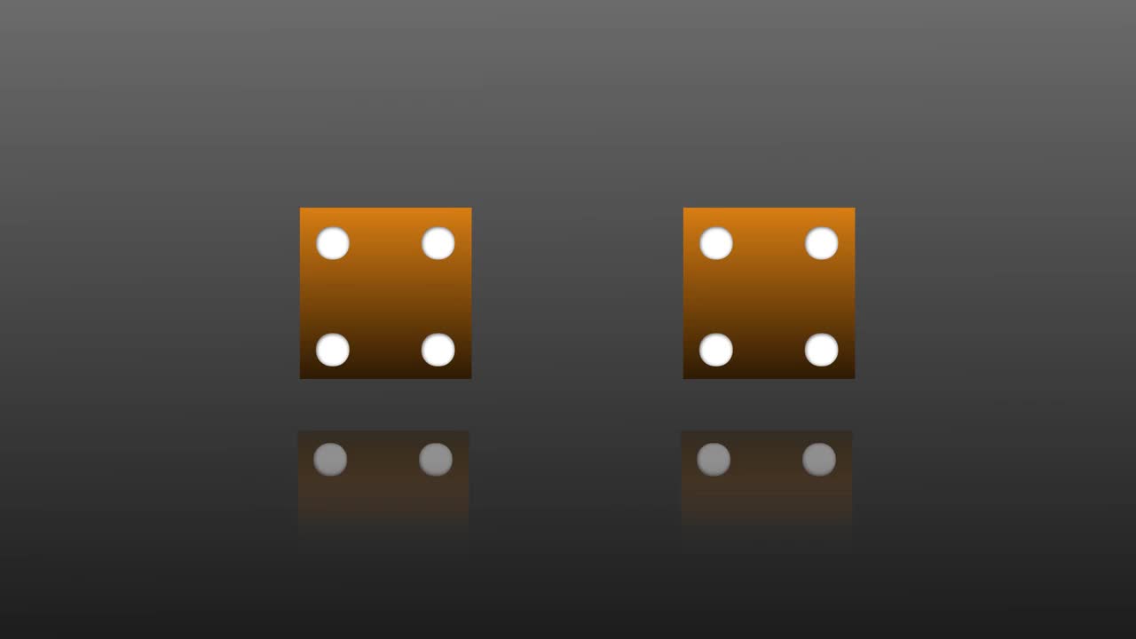 4K黄金扑克骰子滚动随机灰色背景可循环视频下载
